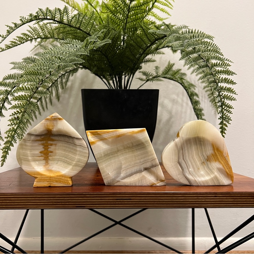 Vintage Onyx Marble Card Suit Ashtrays